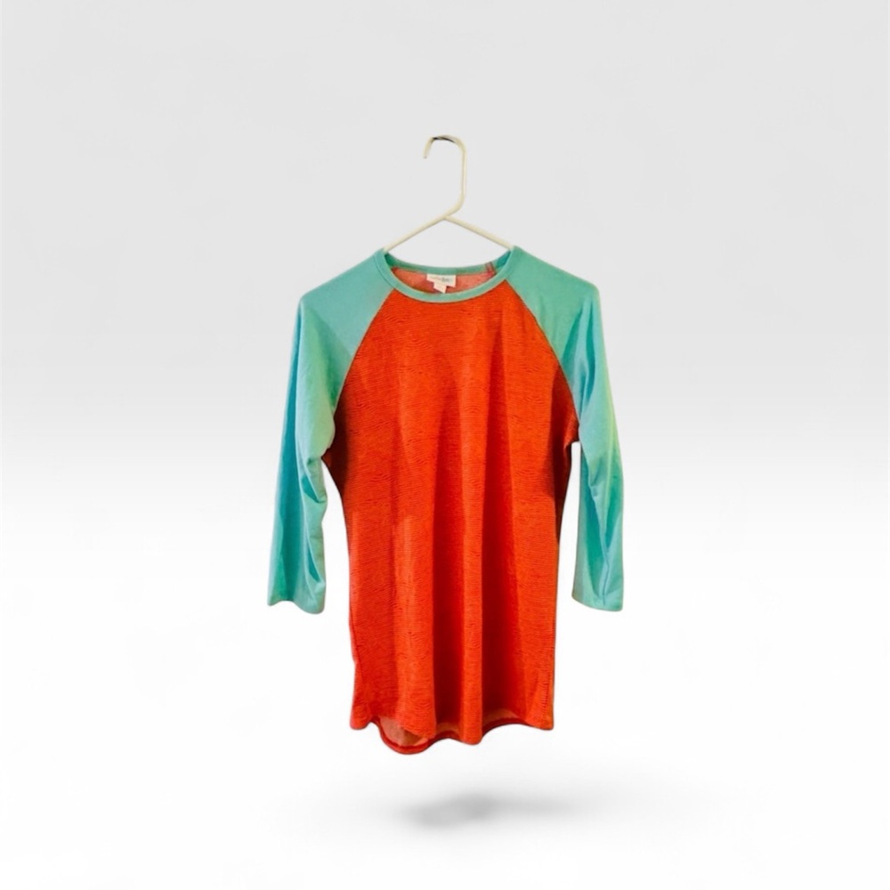 NWT RARE Hidden Disney Randy LuLaRoe Long Sleeve Tee -Coral and Aqua Size S